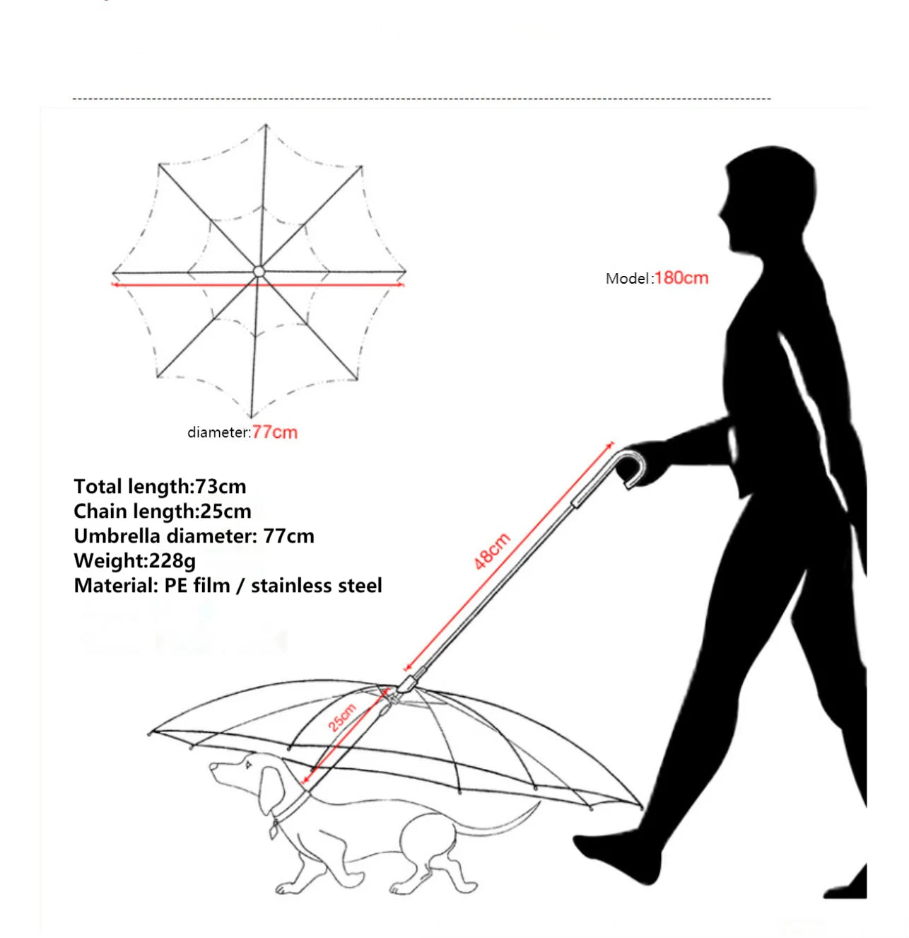 Rainy Day Pet Umbrella Leash